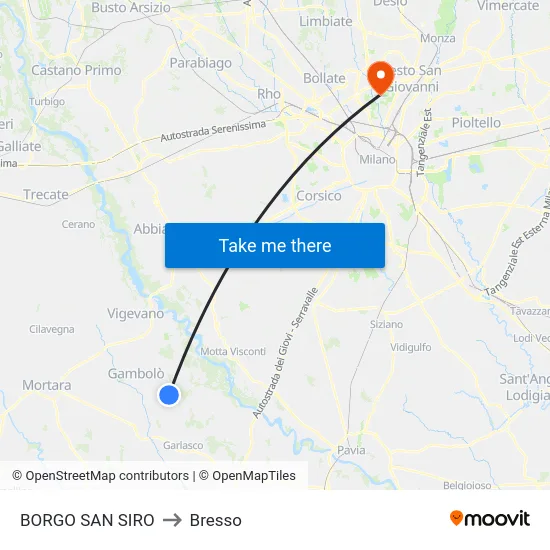 BORGO SAN SIRO to Bresso map