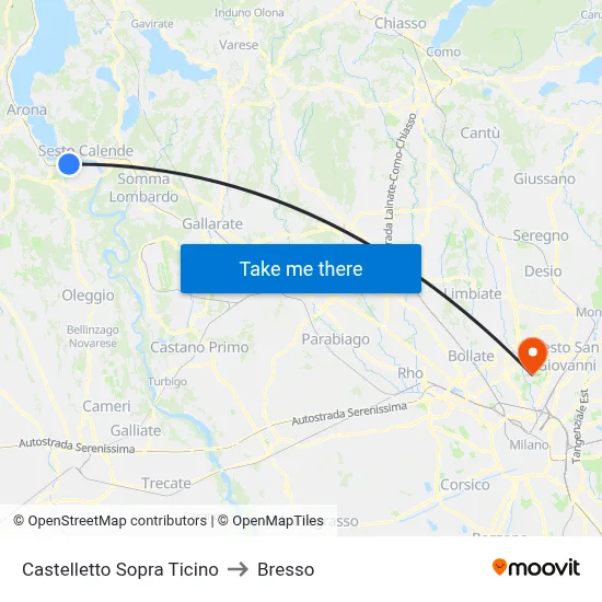 Castelletto Sopra Ticino to Bresso map