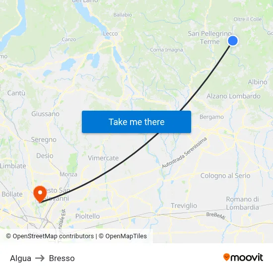 Algua to Bresso map