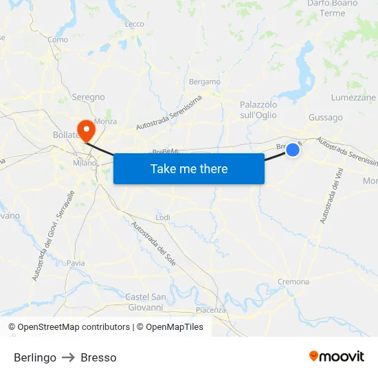 Berlingo to Bresso map