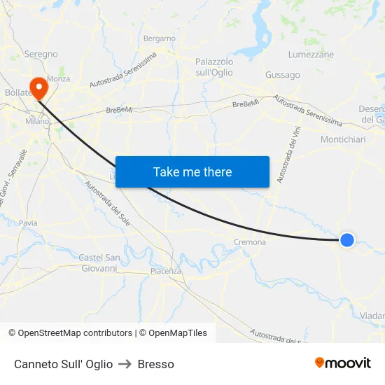 Canneto Sull' Oglio to Bresso map