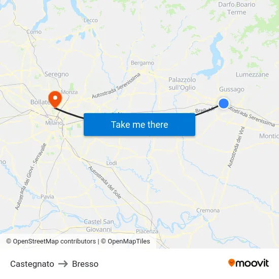 Castegnato to Bresso map