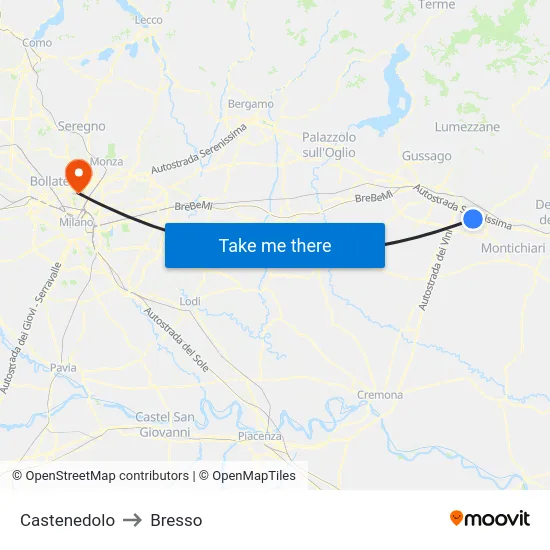 Castenedolo to Bresso map