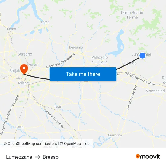 Lumezzane to Bresso map