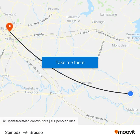 Spineda to Bresso map