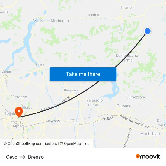 Cevo to Bresso map