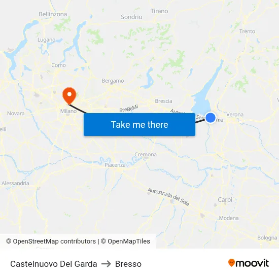 Castelnuovo Del Garda to Bresso map