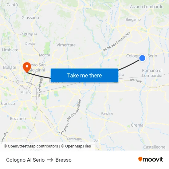 Cologno Al Serio to Bresso map