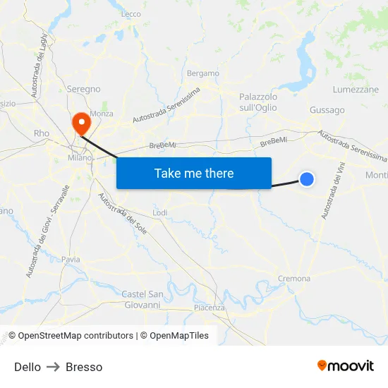 Dello to Bresso map