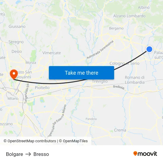 Bolgare to Bresso map