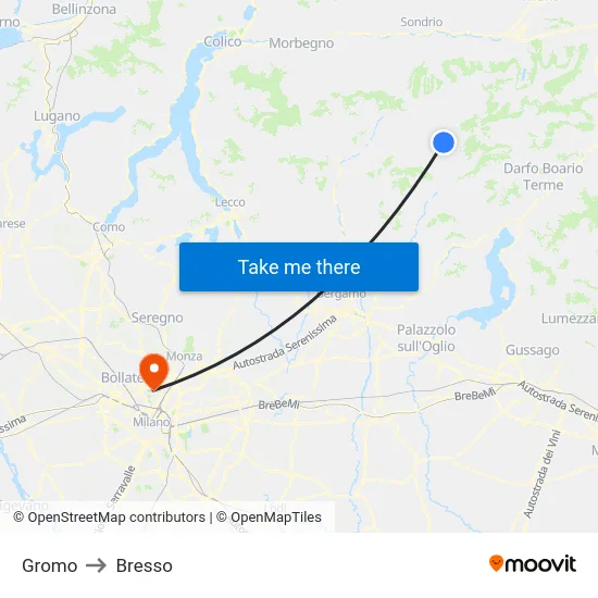 Gromo to Bresso map
