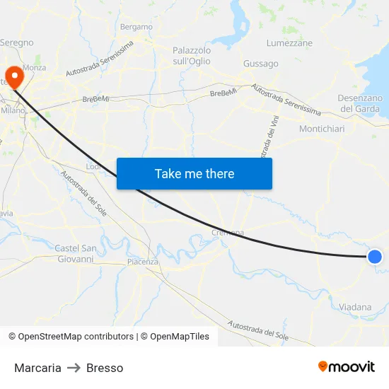 Marcaria to Bresso map