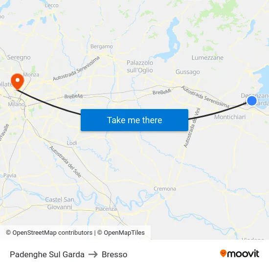 Padenghe Sul Garda to Bresso map