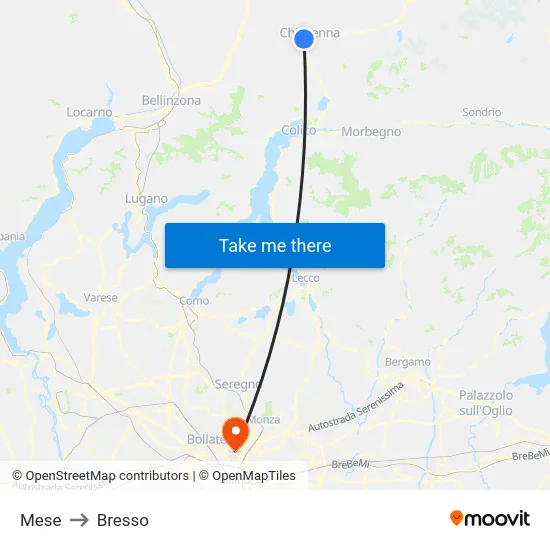 Mese to Bresso map