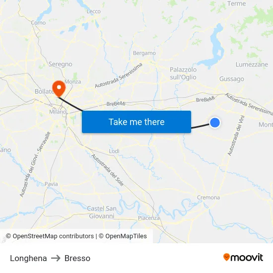 Longhena to Bresso map