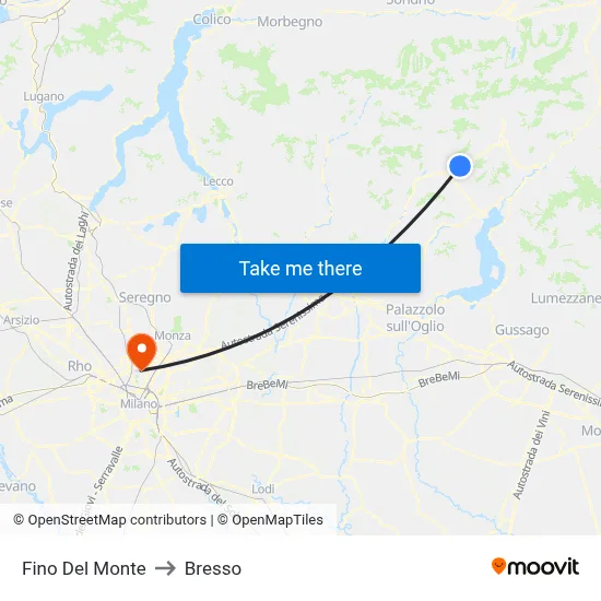 Fino del Monte to Bresso map