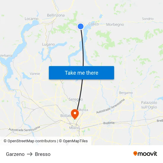 Garzeno to Bresso map