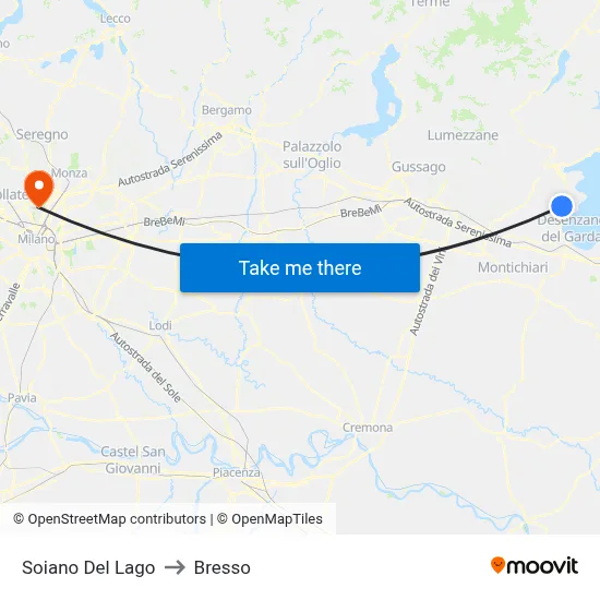 Soiano Del Lago to Bresso map