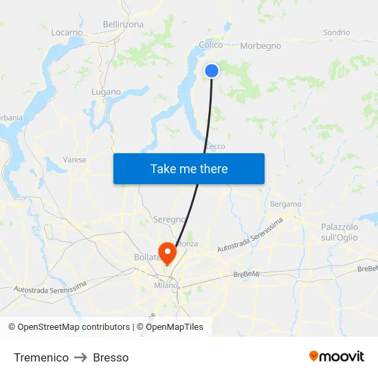 Tremenico to Bresso map