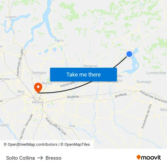 Solto Collina to Bresso map