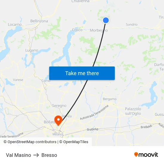 Val Masino to Bresso map