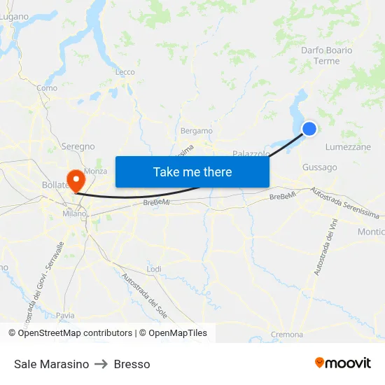 Sale Marasino to Bresso map