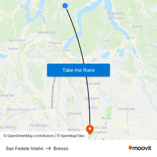 San Fedele Intelvi to Bresso map