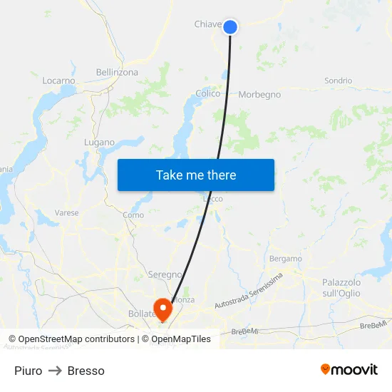 Piuro to Bresso map