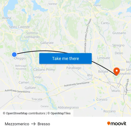 Mezzomerico to Bresso map