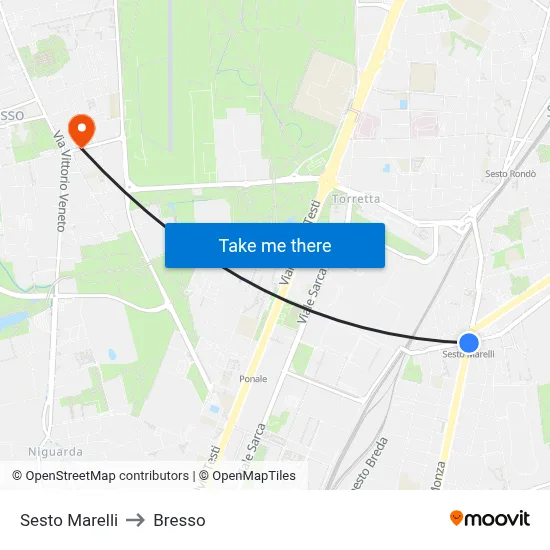 Sesto Marelli to Bresso map