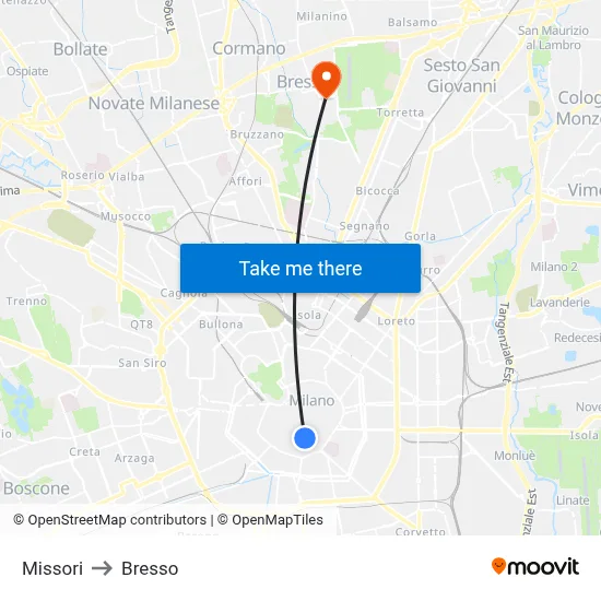 Missori to Bresso map