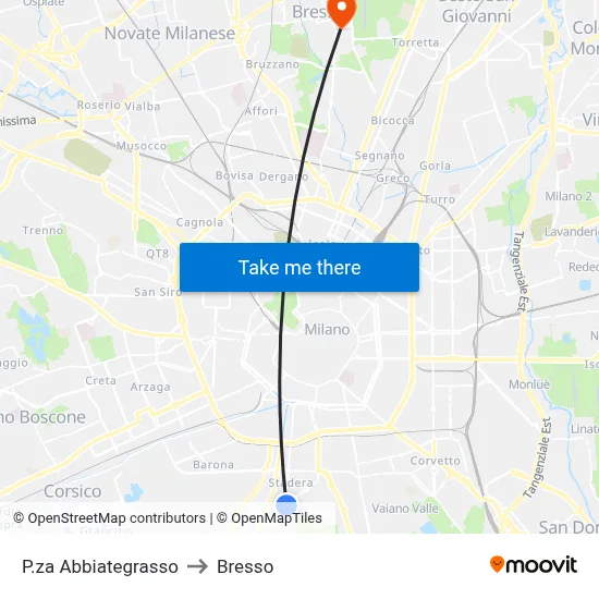 P.za Abbiategrasso to Bresso map