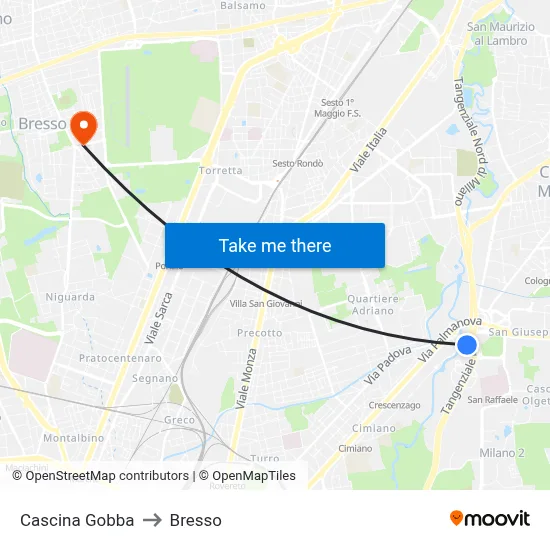 Cascina Gobba to Bresso map