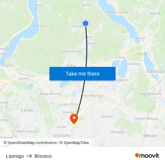 Lasnigo to Briosco map