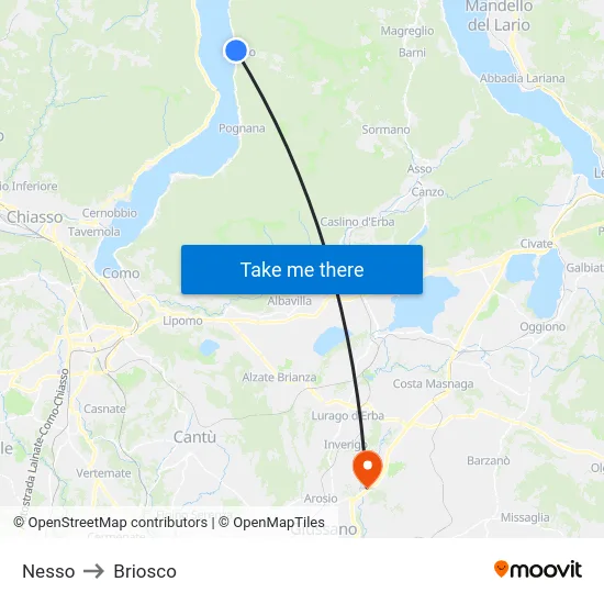 Nesso to Briosco map