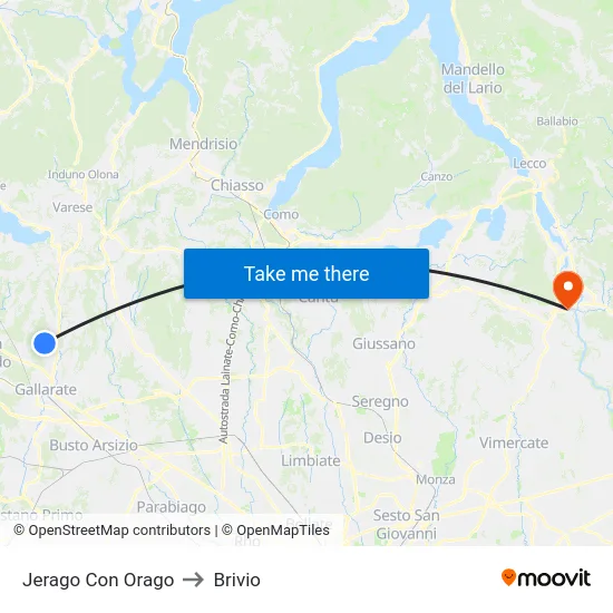 Jerago con Orago to Brivio map
