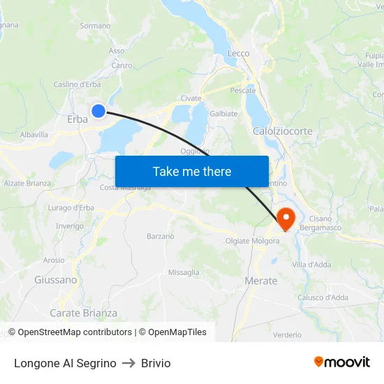 Longone Al Segrino to Brivio map