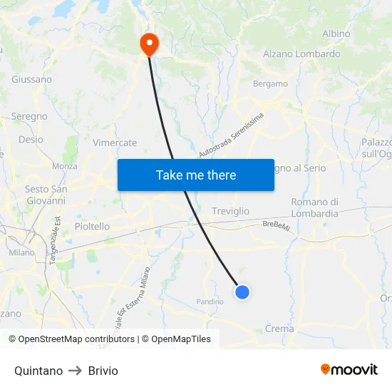 Quintano to Brivio map