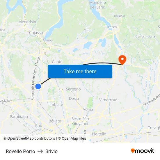 Rovello Porro to Brivio map