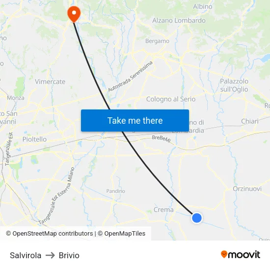 Salvirola to Brivio map