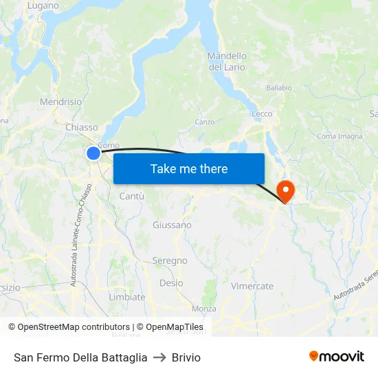San Fermo Della Battaglia to Brivio map
