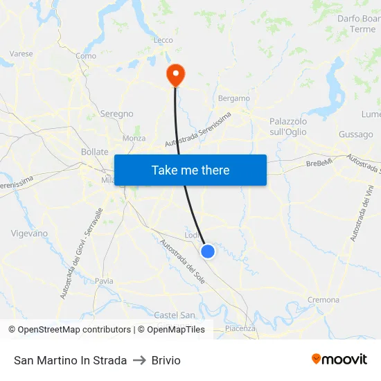 San Martino In Strada to Brivio map