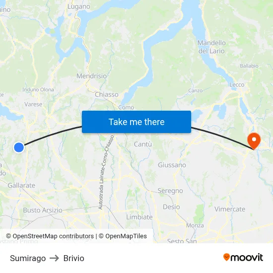 Sumirago to Brivio map