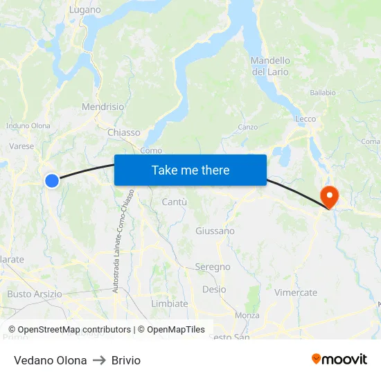 Vedano Olona to Brivio map