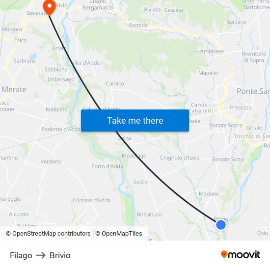 Filago to Brivio map
