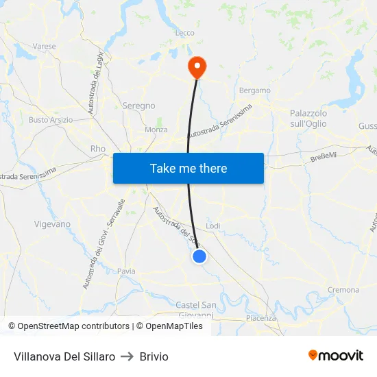 Villanova Del Sillaro to Brivio map