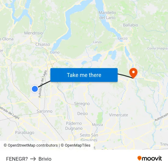Fenegro to Brivio map