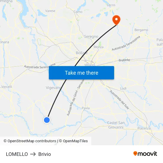 Lomello to Brivio map