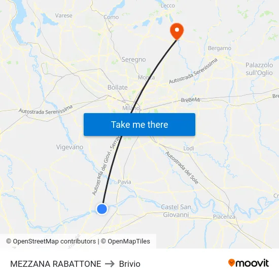 Mezzana Rabattone to Brivio map
