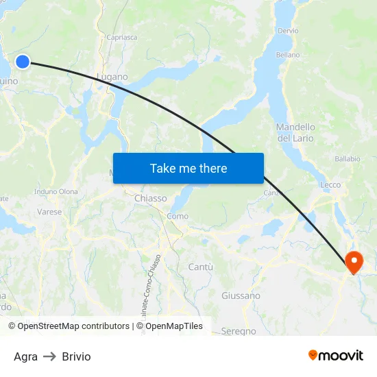 Agra to Brivio map